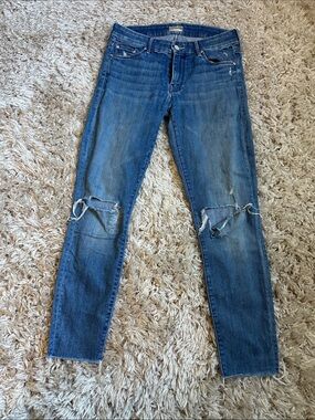 MOTHER Distressed Blue Skinny Jeans